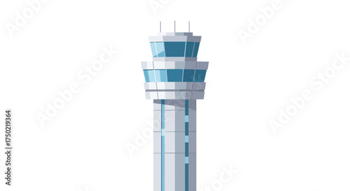 Modern airport control tower architecture with panoramic glass windows