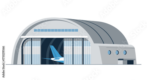 Modern airport hangar illustration for aviation industry concepts