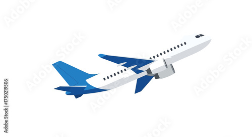 Stylized aircraft soaring upwards, symbolizing air travel and vacation concept