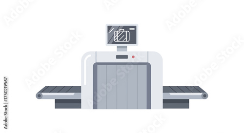 Stylized depiction of airport security baggage scanner equipment