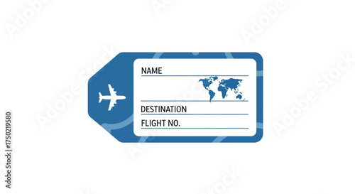 Stylized Illustration of a Luggage Tag for Air Travel and Global Journeys