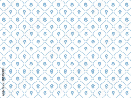 Cute small blue floral wallpaper