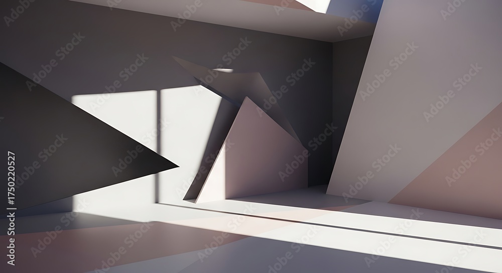 Fototapeta premium Abstract geometrical shapes in studio backdrop with modern minimalism
