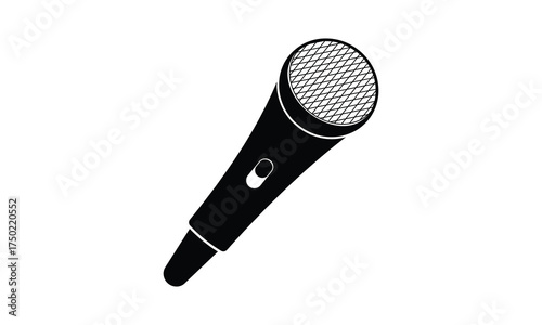 Wired microphone black and white vector illustration for music performance and broadcasting