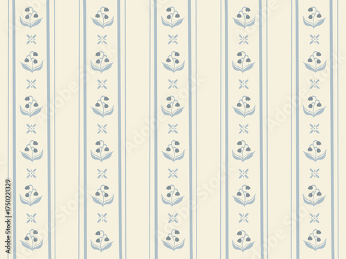 Wallpaper with small flowers in an antique style and subdued colors