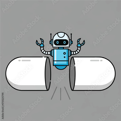 A pill breaks apart and a small robot pops out.
