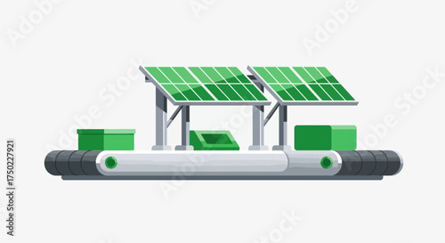 Green energy powered automated production line with solar panels conveyor