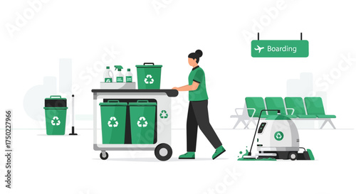 Illustrative Airport Cleaning Crew Maintaining Order and Sanitation Standards