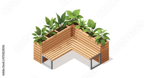 Modern Wooden Planter Bench, urban oasis, creating green spaces in cities