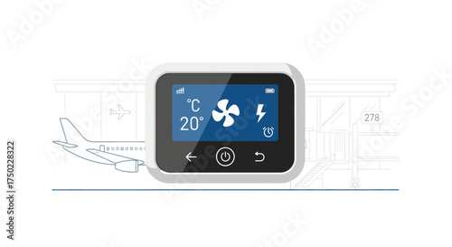 Smart home temperature control device within airport terminal ambiance