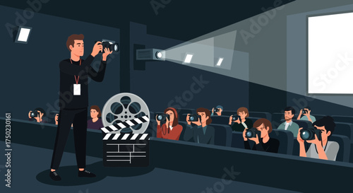 Behind the scenes at film premiere: Capturing the photographers and the projection