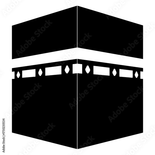 Kaaba icon, the holiest site in islam, located in mecca, saudi arabia