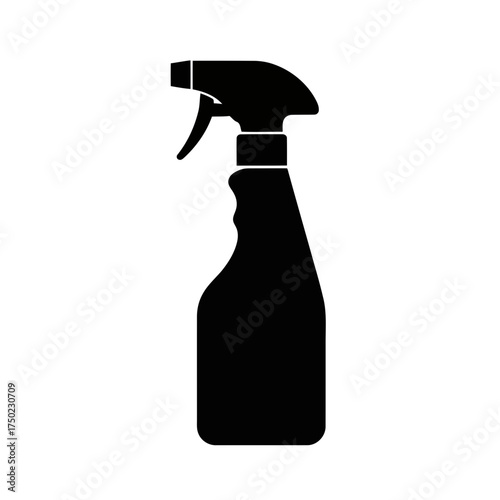 Black silhouette of a spray bottle, symbolizing cleaning and hygiene products