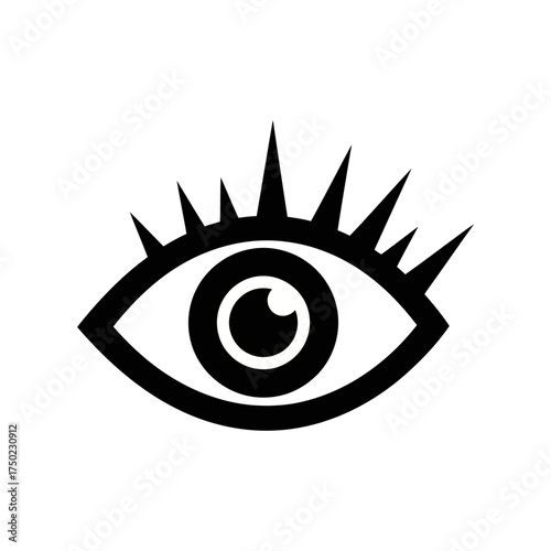 Stylized black eye icon with eyelashes