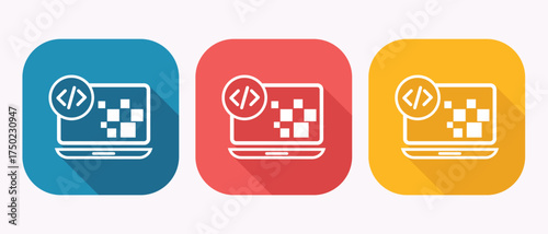 Code Development Icon Vector Design With Laptop Computer Concept In Modern Style Application Design