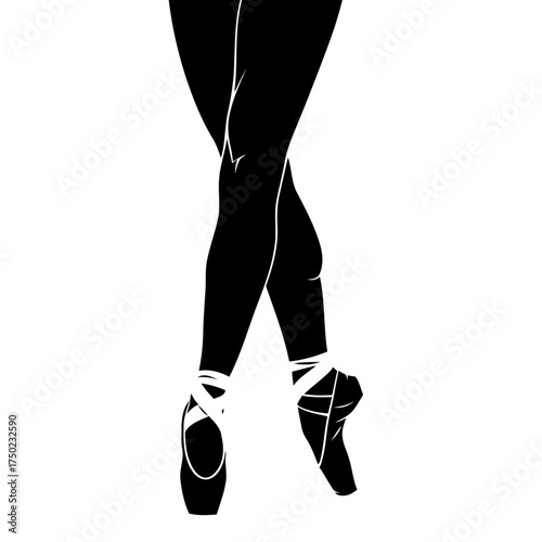 Silhouette of a ballerinas legs and feet in pointe shoes