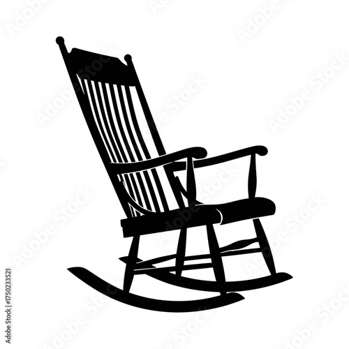 Silhouette of a classic wooden rocking chair