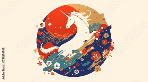 年賀状のイラスト素材_午年(2026)