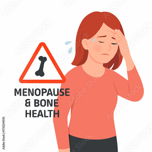 Woman Experiencing Menopause with Osteoporosis Risk Vector