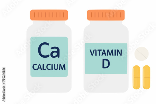 Calcium and Vitamin D Supplements for Osteoporosis Management Vector