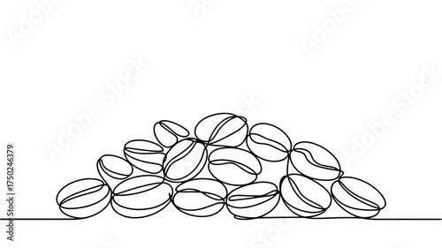 Coffee beans one line drawing vector illustration