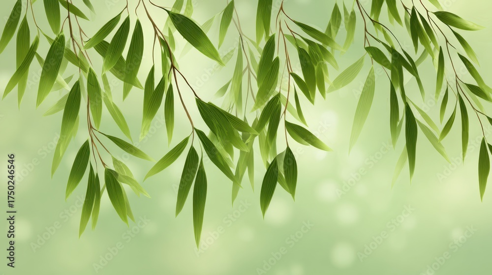 Fototapeta premium Fresh Green Leaves with a Soft Background for Natural Themes