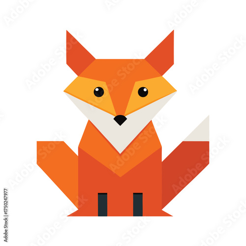 Adorable origami fox character cute folded paper style animal art
