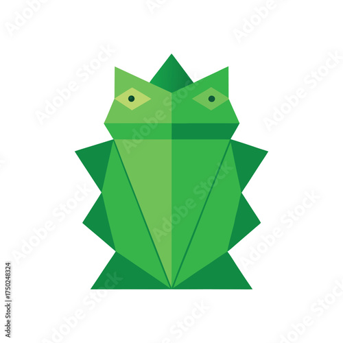origami frog character with a paper bag