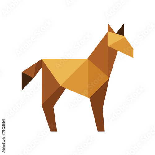 origami horse character with a paper bag