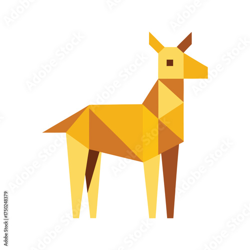 origami giraffe character with a paper bag