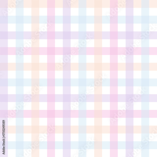 Multicolor pastel gingham seamless pattern.Checkered tartan plaid repeat pattern.Geometric vector background wallpaper for fabric and prints.