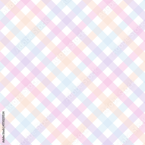 Multicolor pastel gingham seamless pattern.Checkered tartan plaid repeat pattern.Geometric vector background wallpaper for fabric and prints.