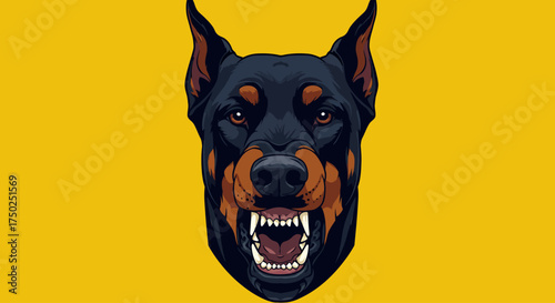 Fierce Doberman Illustration – Bold Guard Dog Vector Art