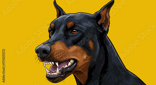 Fierce Doberman Illustration – Bold Guard Dog Vector Art