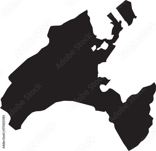 Vaud Canton Map of Switzerland Black Silhouette Isolated