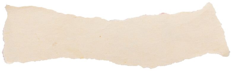 Torn strip from old vintage book page, faded paper scrap with copy space isolated for design