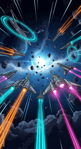 High-resolution AI EPS vector. Emphasizing speed, technology, interstellar motion. Essential for commercial use, scalable marketing, and digital media.