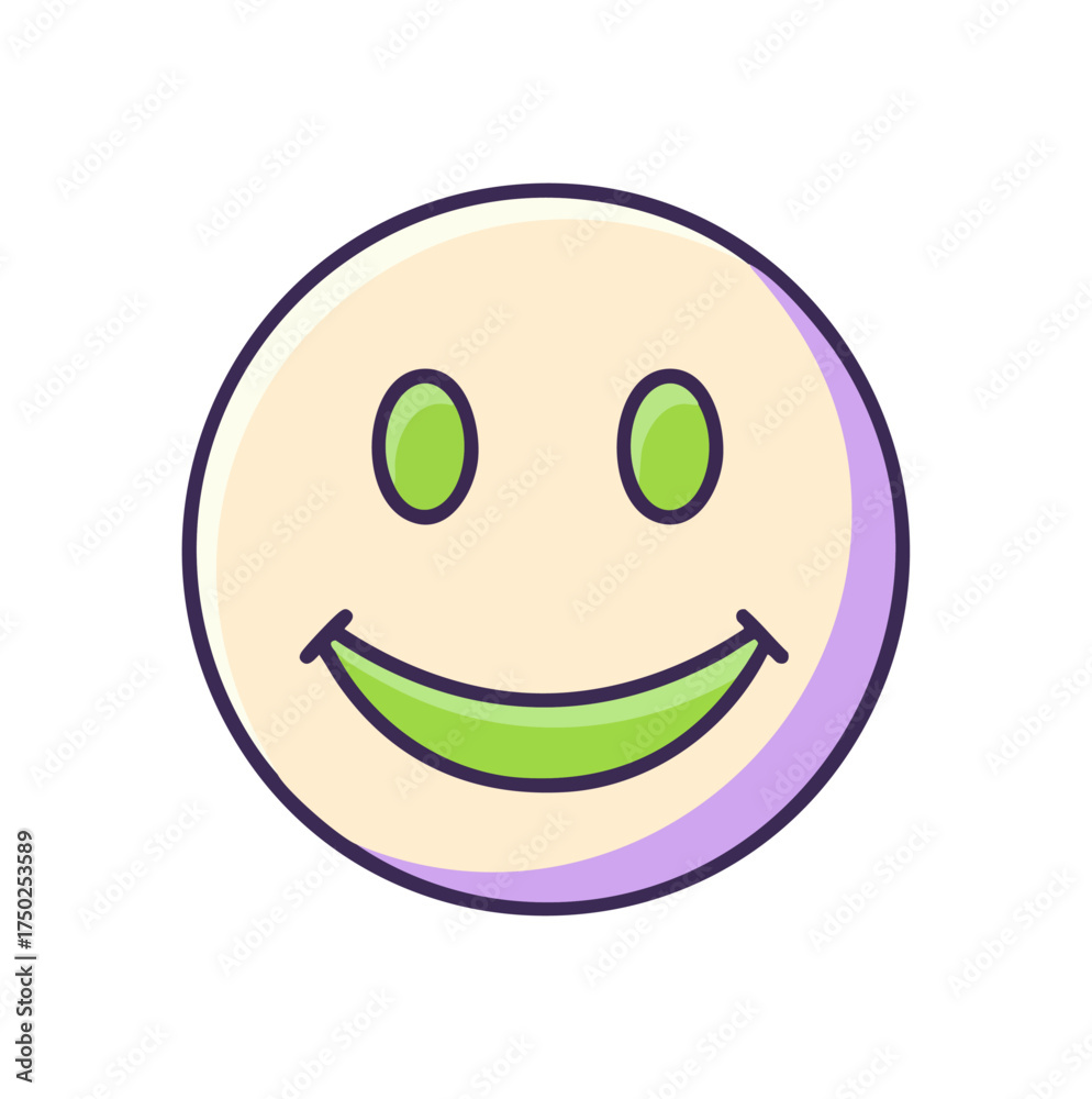 Fototapeta premium Happy Smiley Face Icon Positive Emotion Vector Graphic