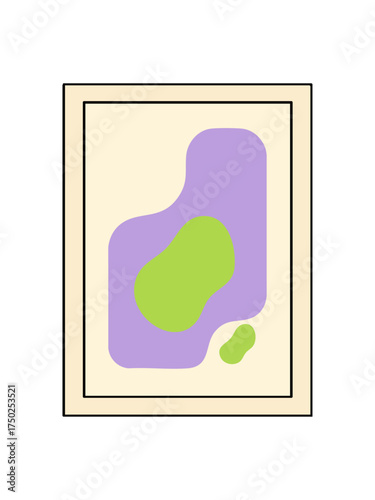 Abstract Modern Art Painting with Organic Shapes and Vibrant Colors