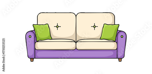 Comfortable Sofa Couch Living Room Furniture Vector