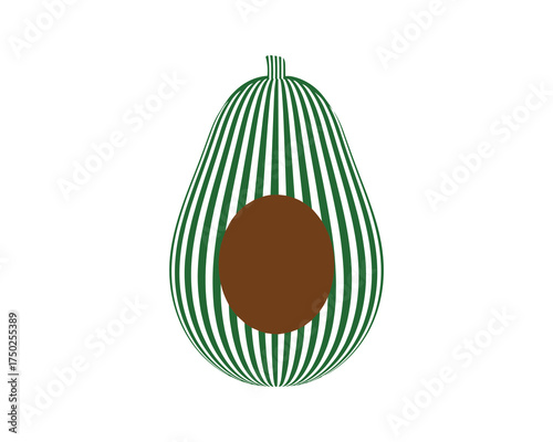 Avocado Fruit Halved With Pit - Healthy Food Ingredient Illustration