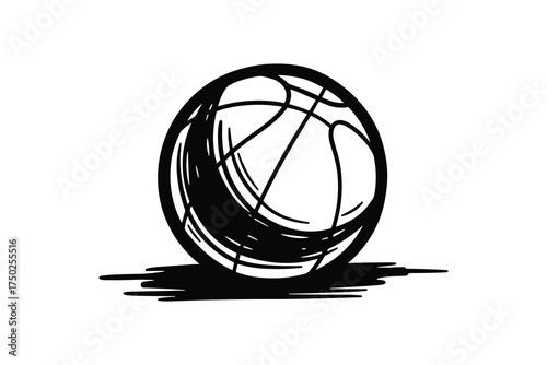 Basketball Ball Sketch Hand Drawn Sport Equipment Illustration Art