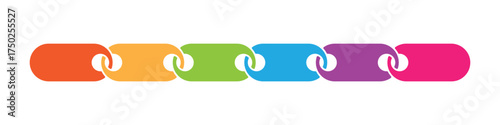 Colorful infographic elements showing progression steps and linked chain process flow chart