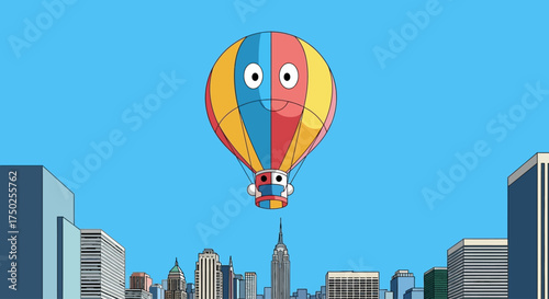 This flat design vector captures a uniformed marching band moving in rhythmic precision along a city street, embodying the musical energy of the Macy's Thanksgiving Day Parade. The illustration uses c