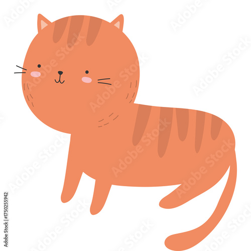 Orange Tabby Cat Cute Kawaii Cartoon Style with Transparent Background Adorable Feline Animal Pet Drawing