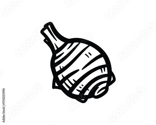 Black White Hand Drawn Root Vegetable Fresh Organic Food Element