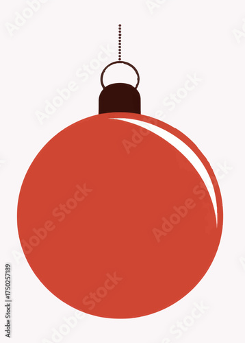 
A simple red Christmas ornament, in the style of clip art