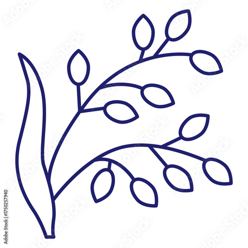 Cereals doodle illustration  icon - pearl millet, agriculture, wheat, barley, rice, maize, timothy grass, buckwheat, proso, sorghum. Thin line art about grain plants. Editable Stroke Wheat ear icon. l