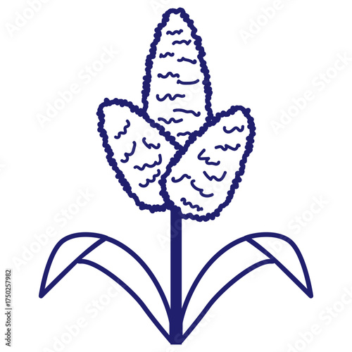 Cereals doodle illustration  icon - pearl millet, agriculture, wheat, barley, rice, maize, timothy grass, buckwheat, proso, sorghum. Thin line art about grain plants. Editable Stroke Wheat ear icon. l
