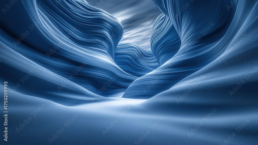 Obraz premium 3D abstract blue background with curved paper shapes, elegant minimalist wallpaper for design and presentation 